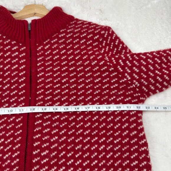 LL Bean Made in Norway Birdseye Nordic 100% Wool Full Zip Sweater Women's Large - Picture 7 of 9